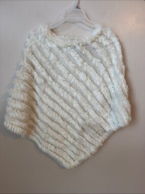 Knoles & Carter vintage Knitted Women Fur Poncho Genuine Fur Shawl